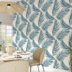 Papier peint intissé BERTILLE coloris bleu paon - 4MURS