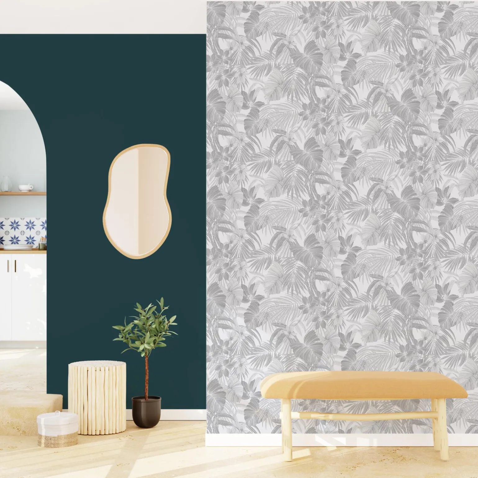 Papier peint intissé BLOSSOM coloris argent - 4MURS