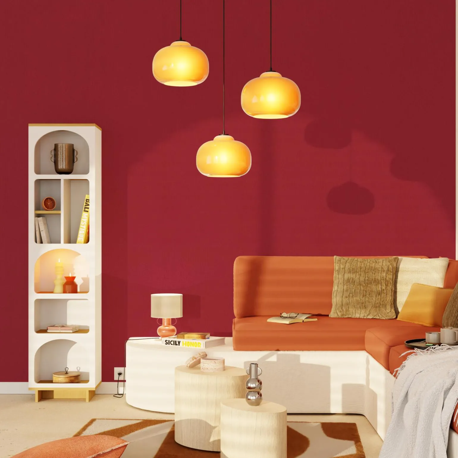 Papier peint intissé CALICO coloris rouge griotte - 4MURS