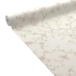 Papier peint intissé CHERRY BLOSSOM blanc cassé et rose - 4MURS