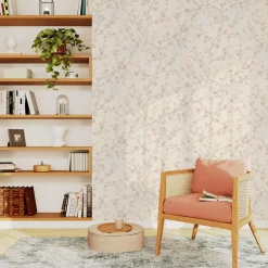 Papier peint intissé CHERRY BLOSSOM blanc cassé et rose - 4MURS