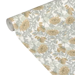 Papier peint intissé DAHLIA coloris vert de gris et ocre - 4MURS
