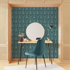 Papier peint intissé ELIZABETH coloris bleu paon - 4MURS