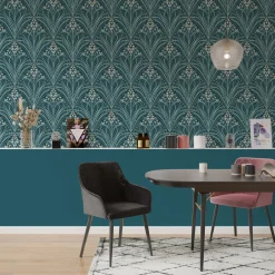 Papier peint intissé ELIZABETH coloris bleu paon - 4MURS