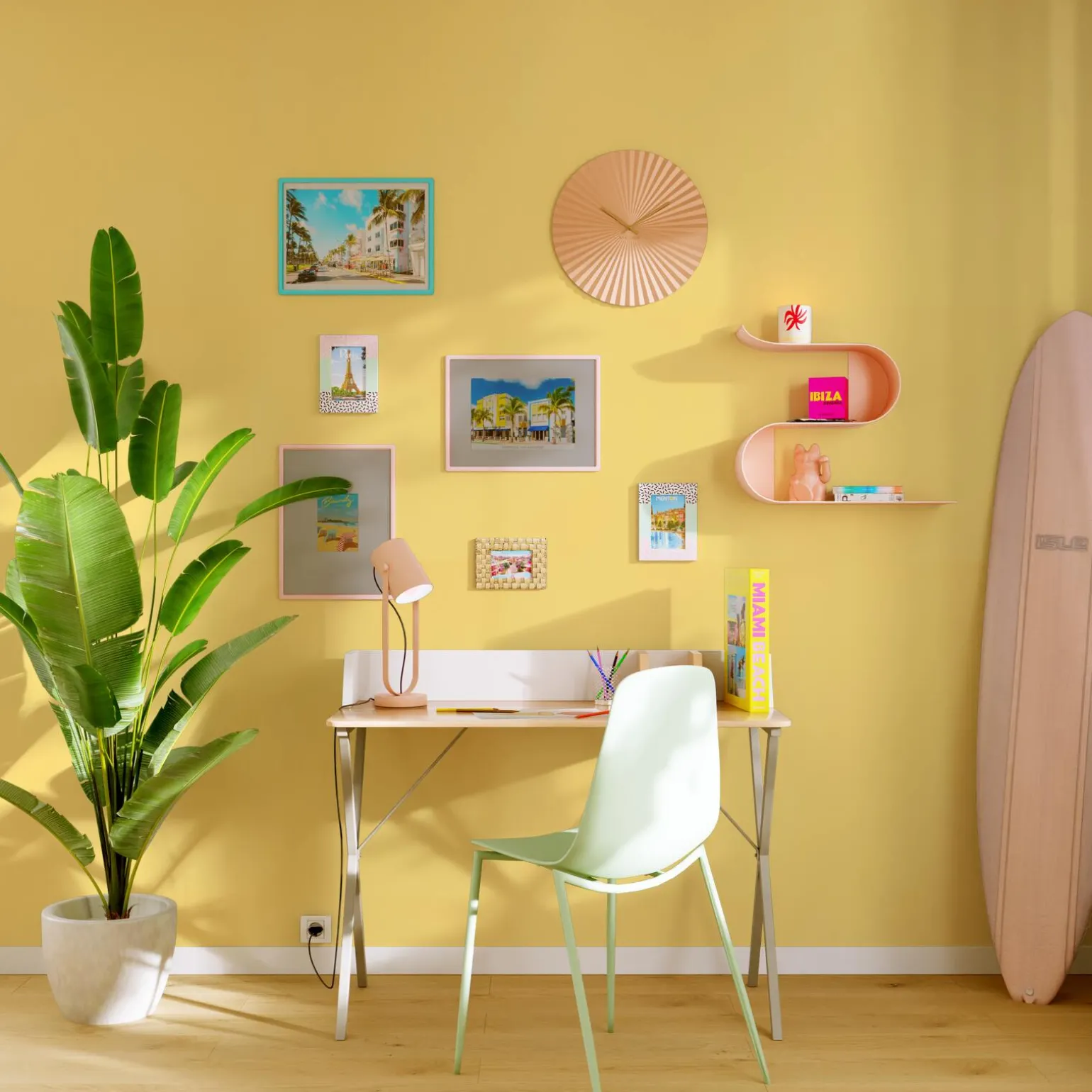 Papier peint intissé ENJOY coloris jaune paille - 4MURS