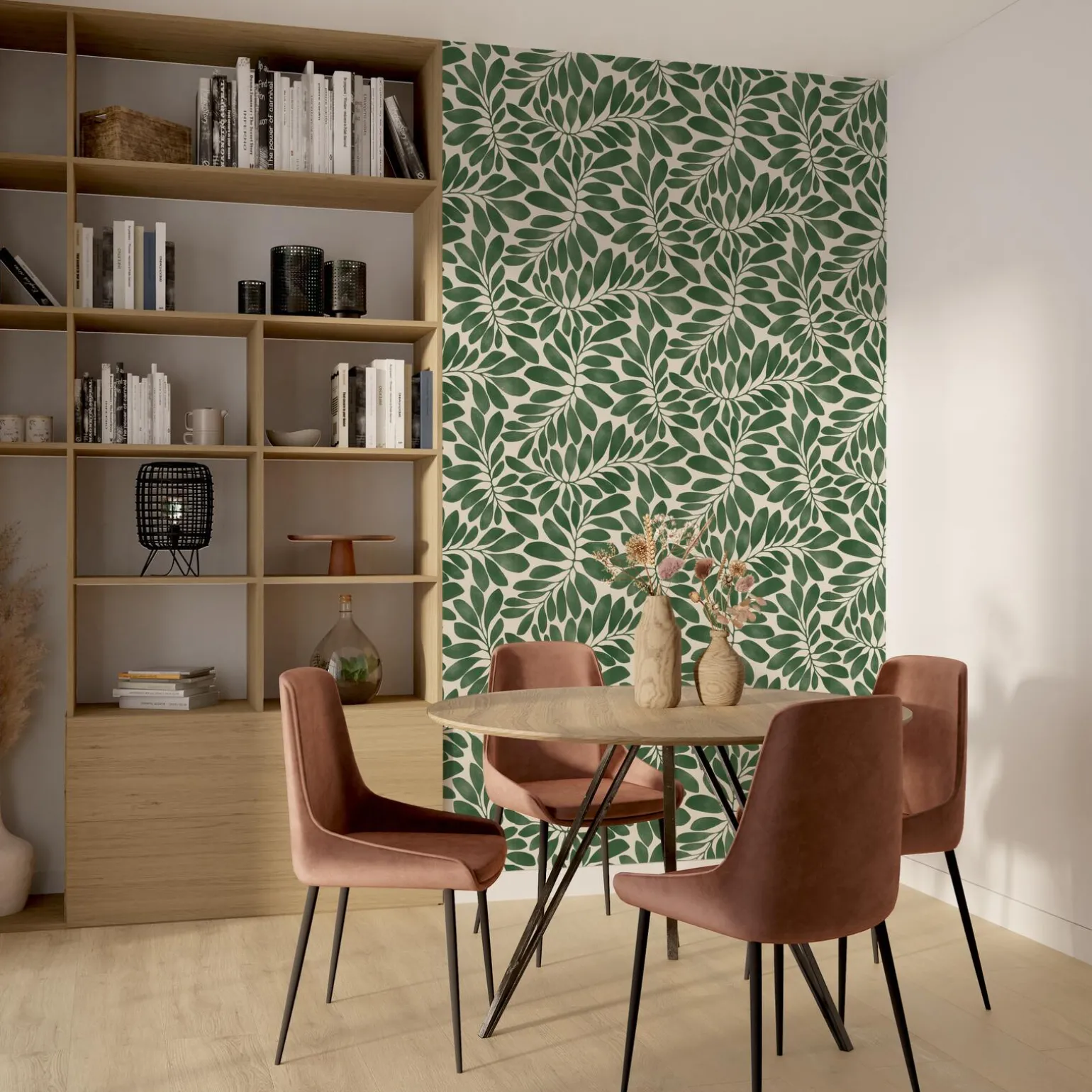 Papier peint intissé EVELEEN coloris vert anglais - 4MURS