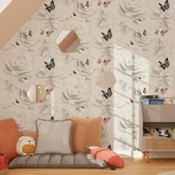Papier peint intissé FAIRY FLOWER coloris blanc perlé - 4MURS
