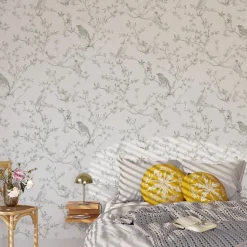 Papier peint intissé FAUSTINE coloris vert de gris - 4MURS
