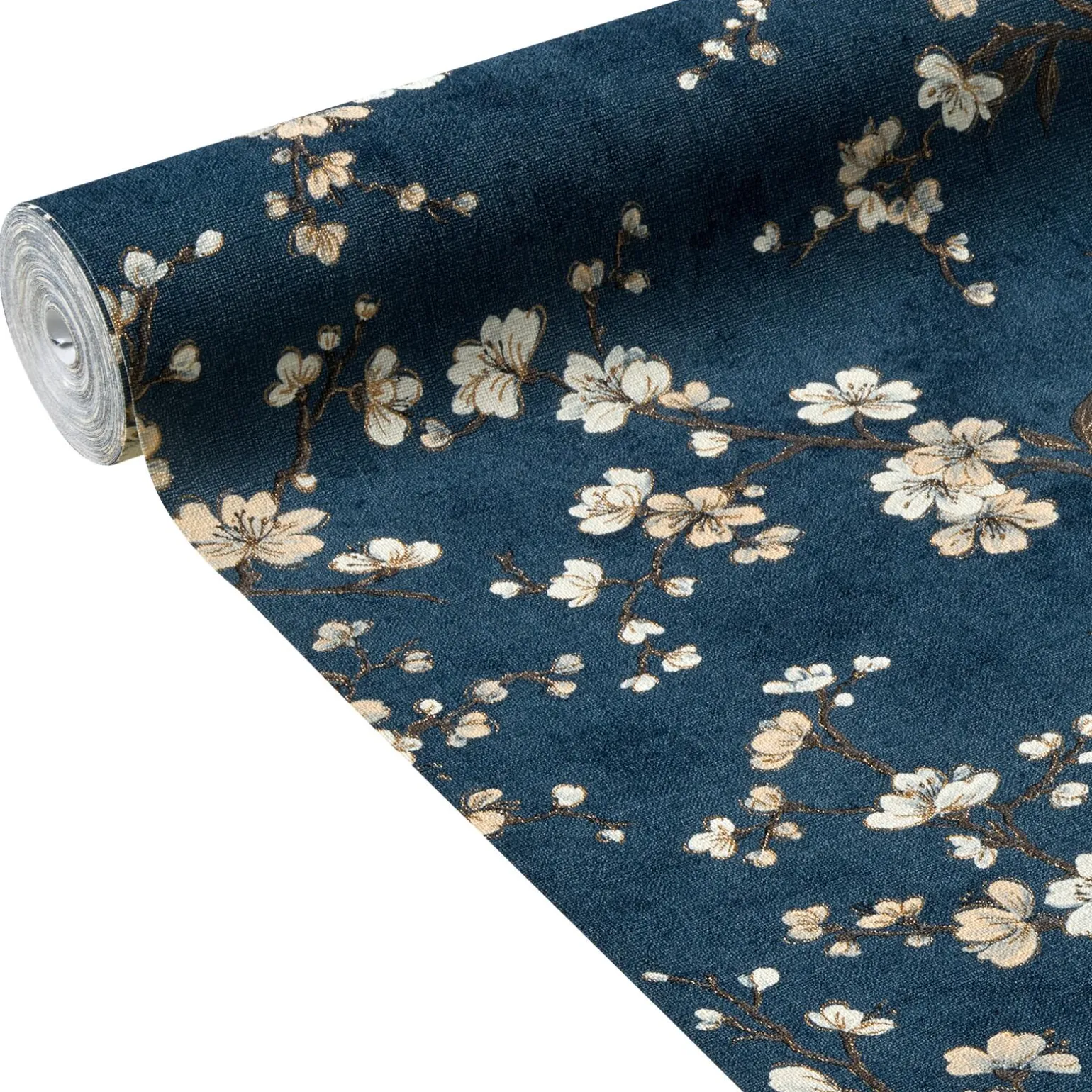 Papier peint intissé FLORENTINE BLOSSOM coloris bluestone - 4MURS