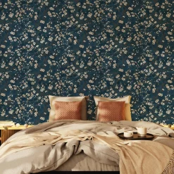 Papier peint intissé FLORENTINE BLOSSOM coloris bluestone - 4MURS
