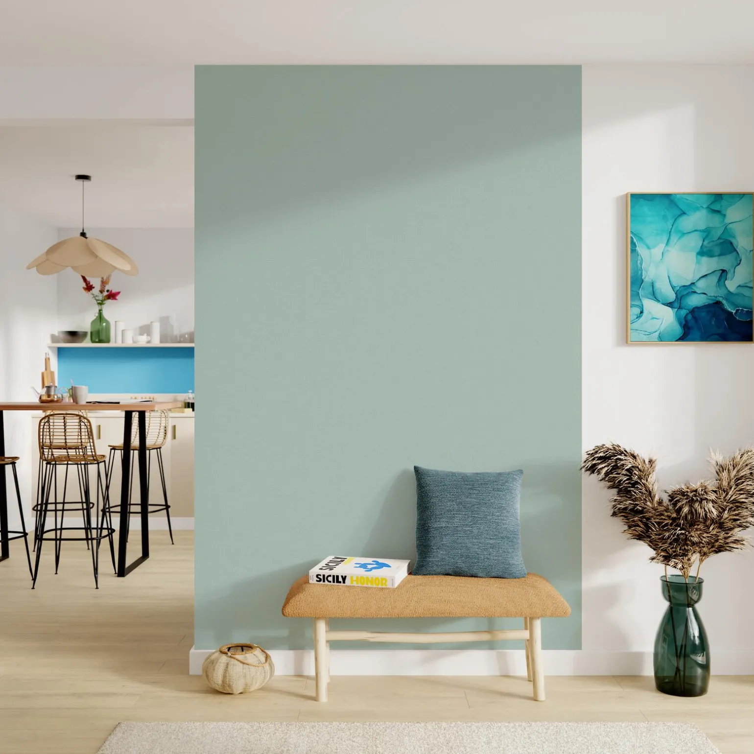 Papier peint intissé FLORENTINE coloris bleu ciel - 4MURS