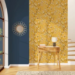 Papier peint intissé FLORENTINE BLOSSOM coloris safran - 4MURS