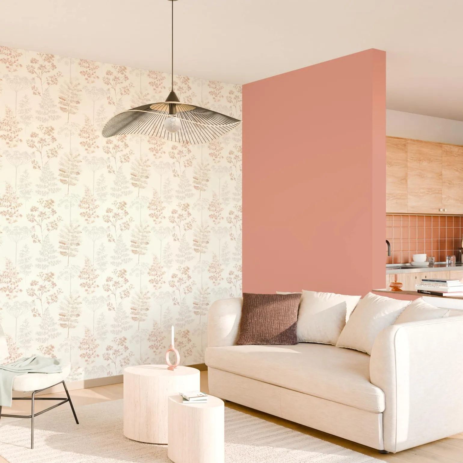 Papier peint intissé HOLLY coloris nude - 4MURS