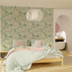 Papier peint intissé IVANNA coloris vert et beige rosé - 4MURS