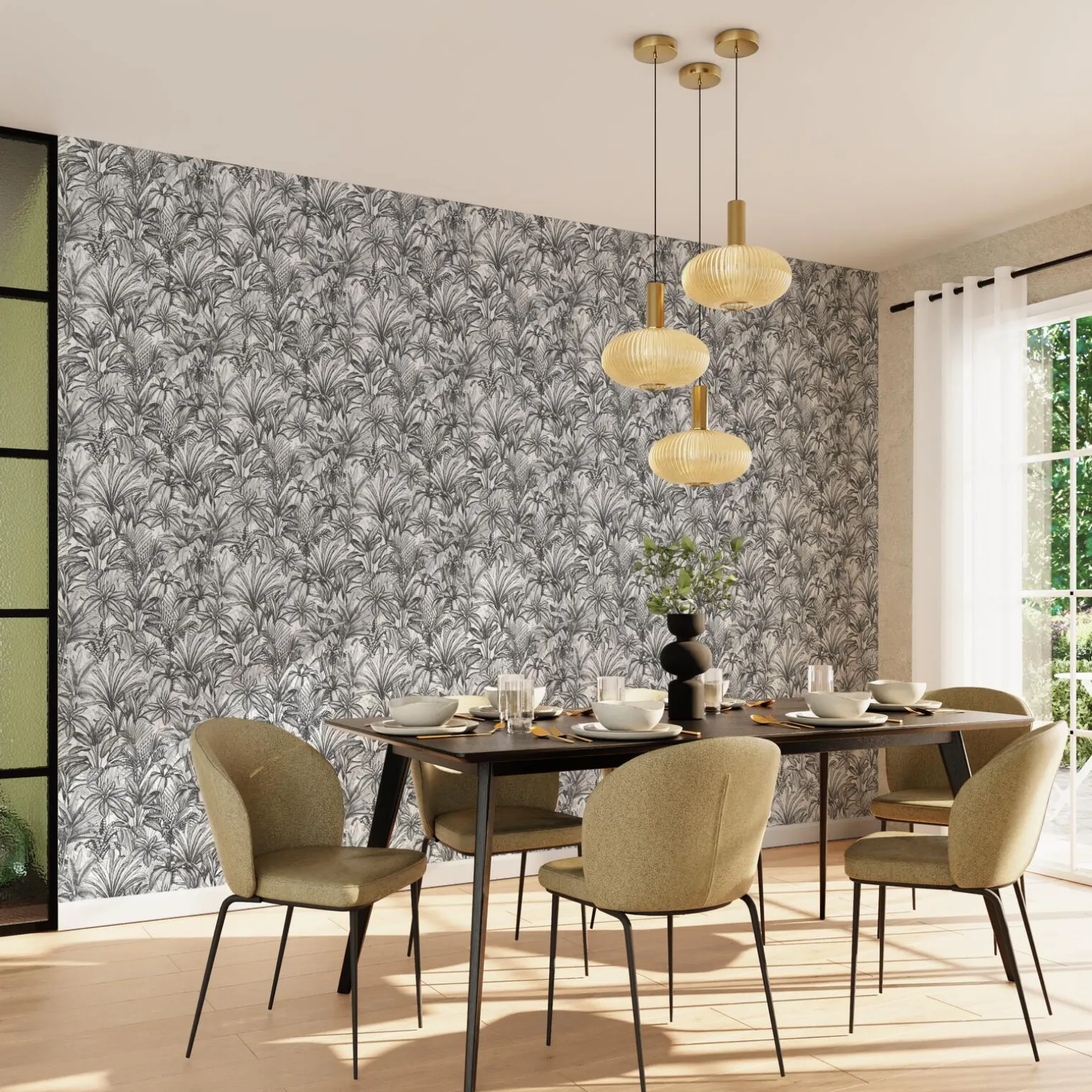 Papier peint intissé JEBHA coloris anthracite - 4MURS