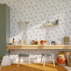 Papier peint intissé KOALAS coloris vert feuille et gris - 4MURS