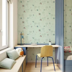Papier peint intissé LILO&STITCH coloris bleu aqua - 4MURS