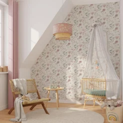 Papier peint intissé LOUISE coloris vert de gris - 4MURS