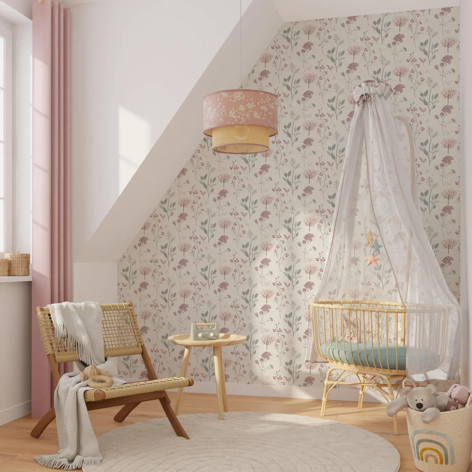 Papier peint intissé LOUISE coloris vert de gris - 4MURS