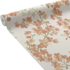 Papier peint intissé LYSIA coloris beige et rose orangé - 4MURS