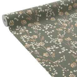 Papier peint intissé MANOA coloris vert kaki et ocre - 4MURS