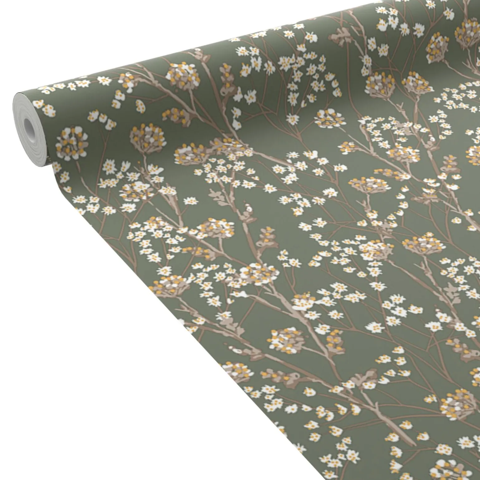 Papier peint intissé MANOA coloris vert kaki et ocre - 4MURS