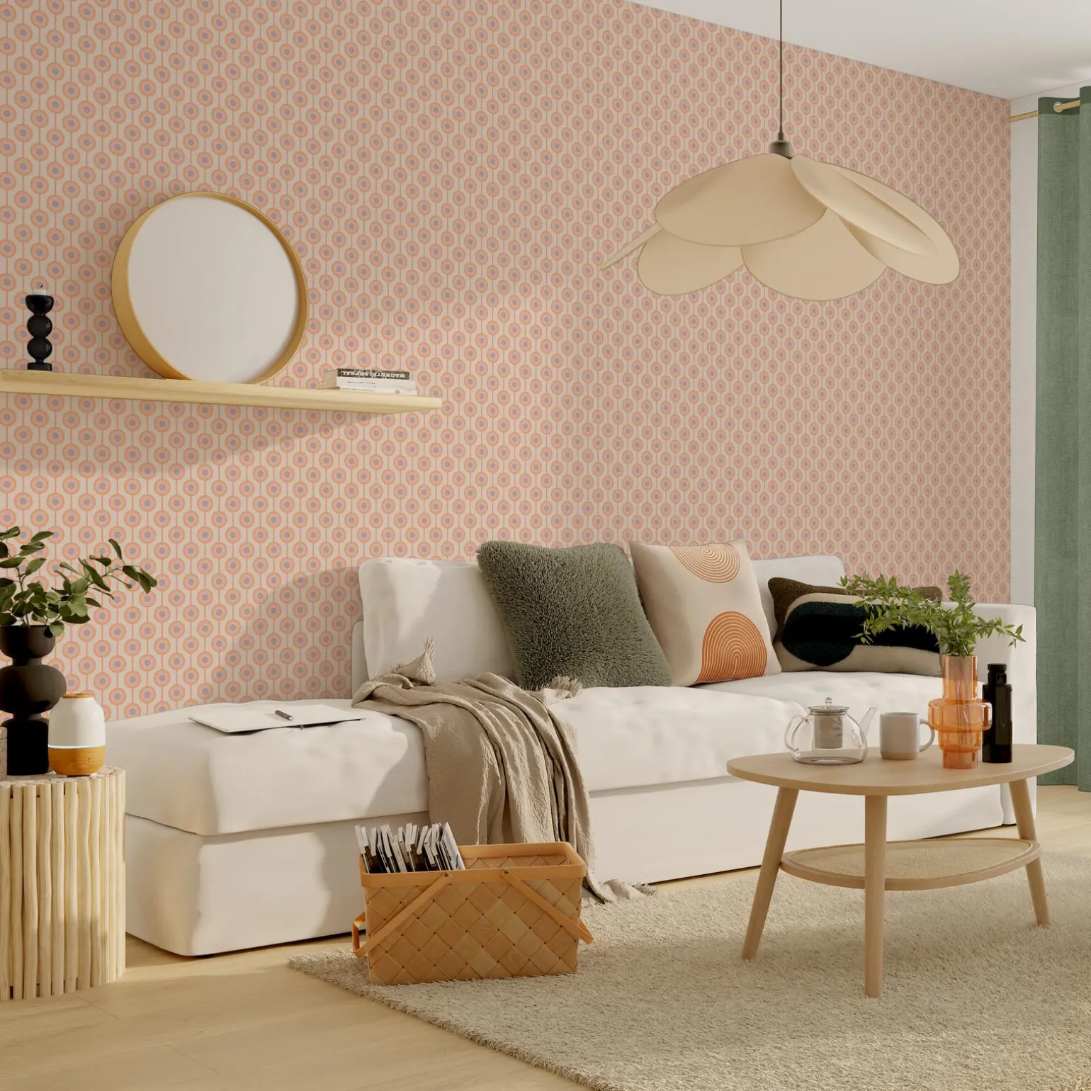 Papier peint intissé MILIAS coloris rose orangé et mauve - 4MURS
