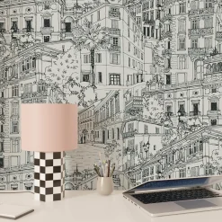 Papier peint intissé MONTMARTRE coloris noir et blanc - 4MURS