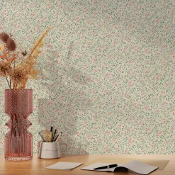 Papier peint intissé NAOMI coloris vert et rose - 4MURS