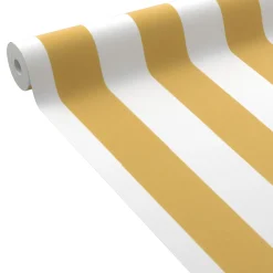 Papier peint intissé OPAL STRIPE jaune moutarde et blanc - 4MURS