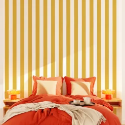 Papier peint intissé OPAL STRIPE jaune moutarde et blanc - 4MURS