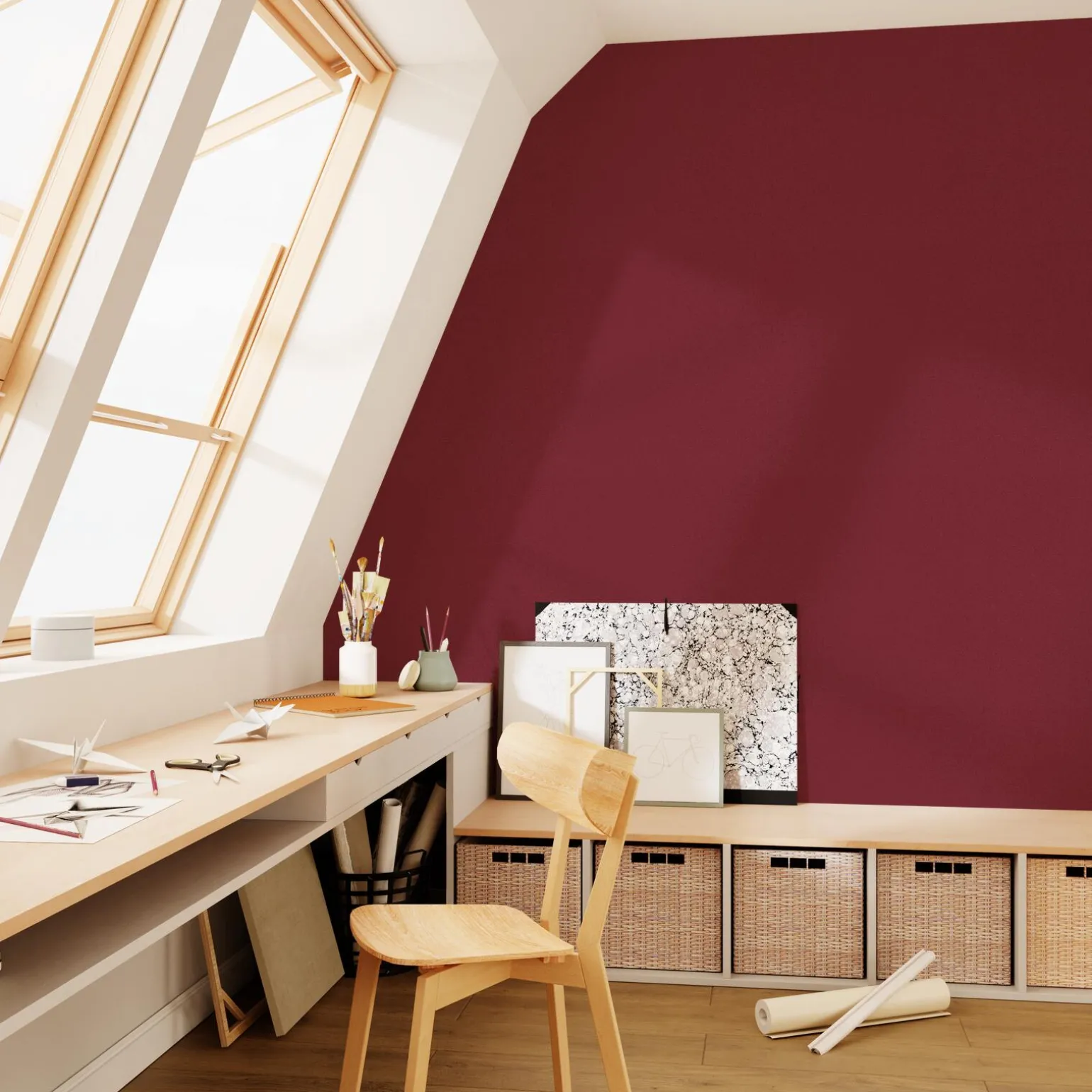 Papier peint intissé OPAL coloris marsala - 4MURS