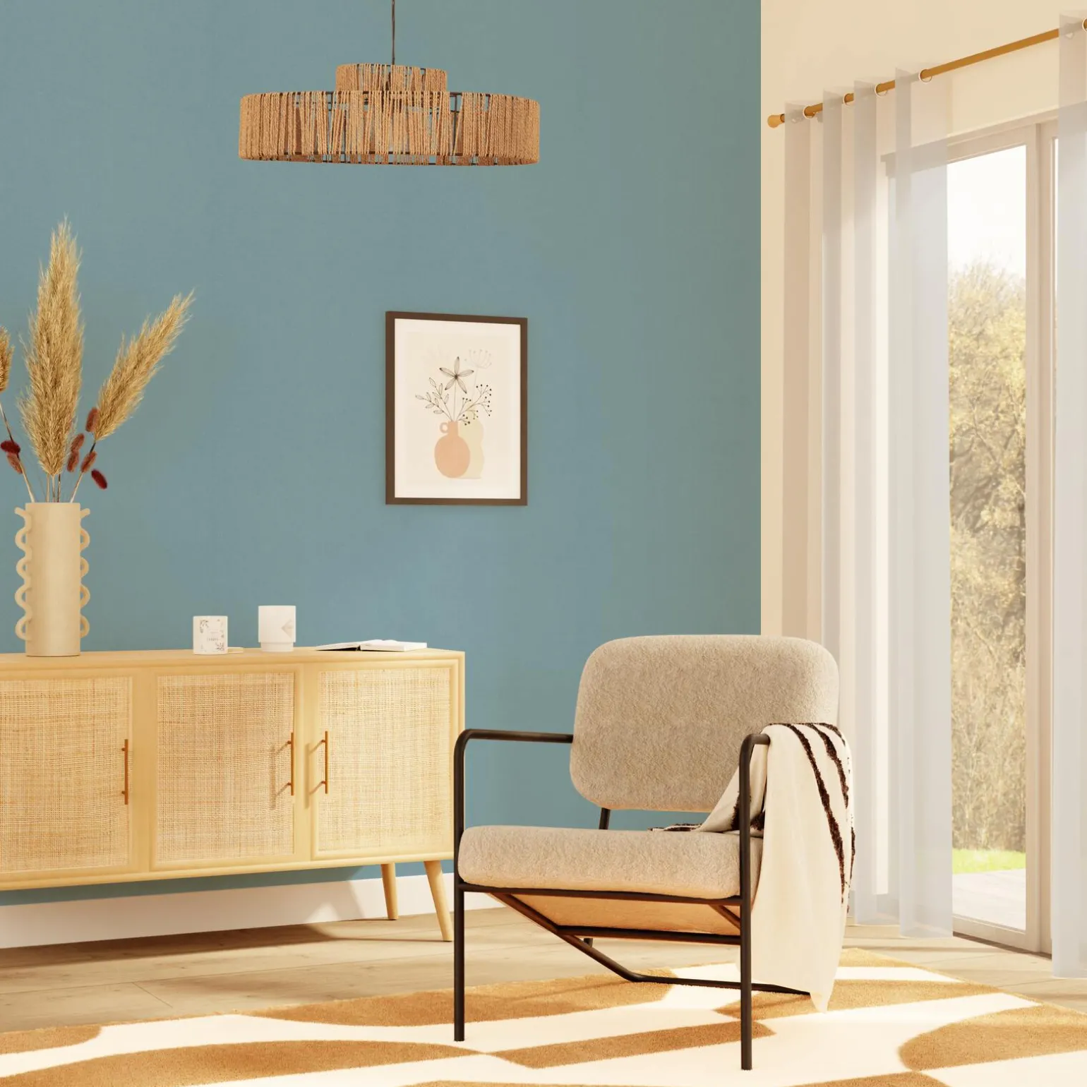 Papier peint intissé PALAZZO coloris bleu grisé - 4MURS