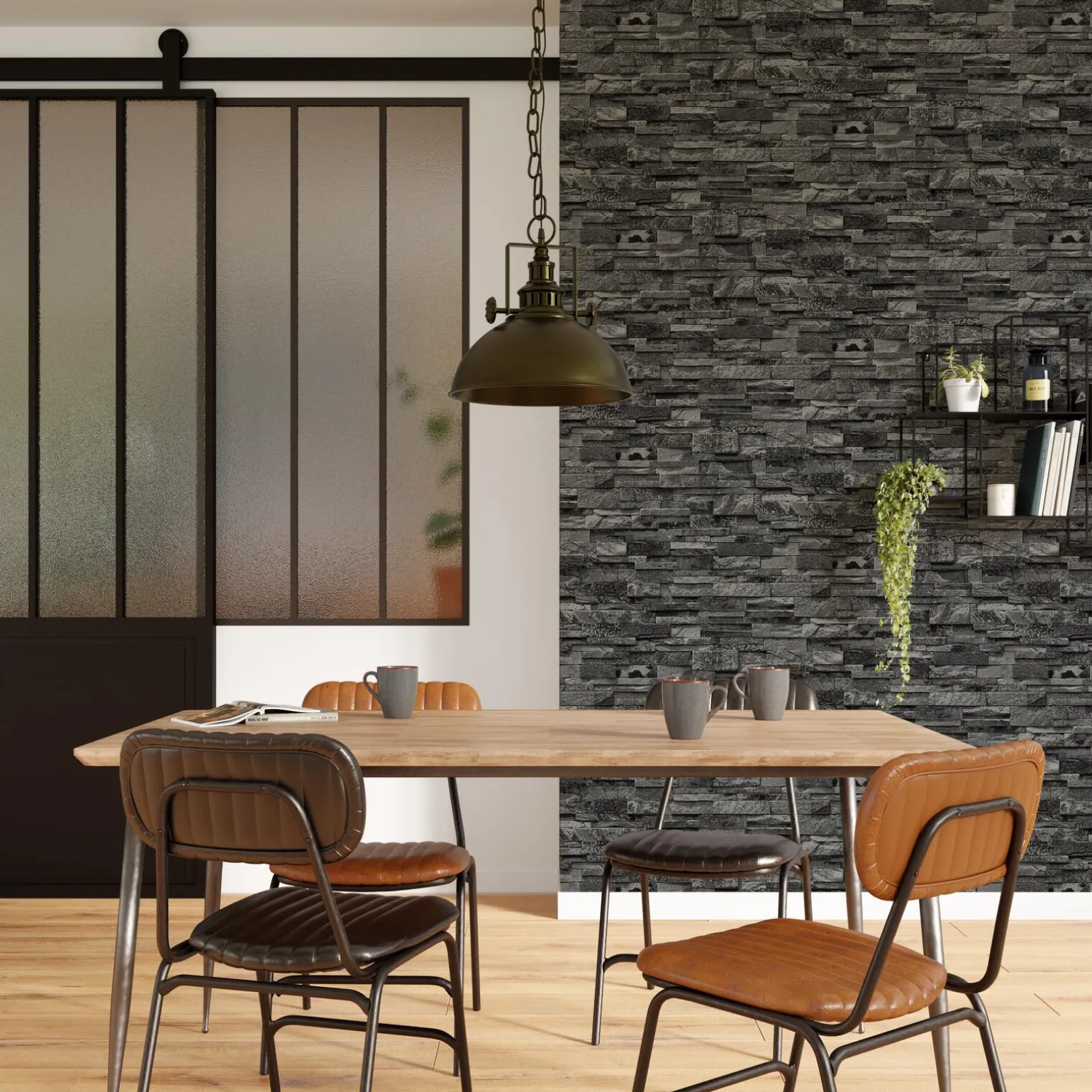 Papier peint intissé PAREMENT coloris anthracite - 4MURS