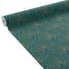 Papier peint intissé pré-encollé NORAH bleu paon et doré - 4MURS