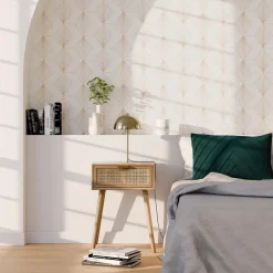 Papier peint intissé pré-encollé ORIANE blanc et doré - 4MURS