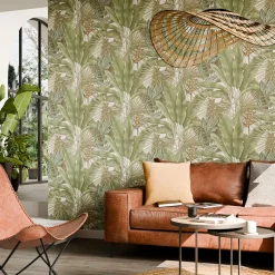 Papier peint intissé pré-encollé MARIBO coloris vert foret - 4MURS