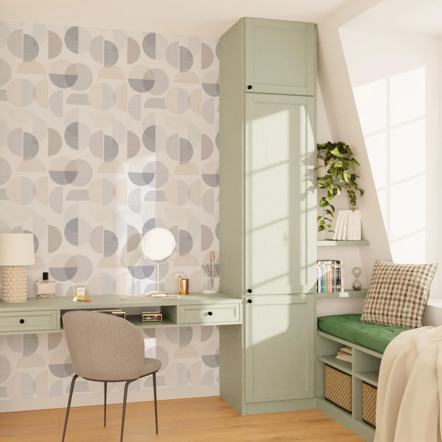 Papier peint intissé RING coloris blanc et gris - 4MURS