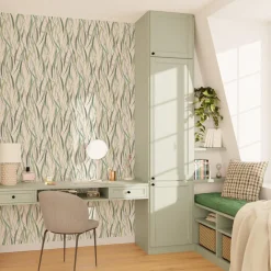 Papier peint intissé VELIA coloris vert et taupe - 4MURS