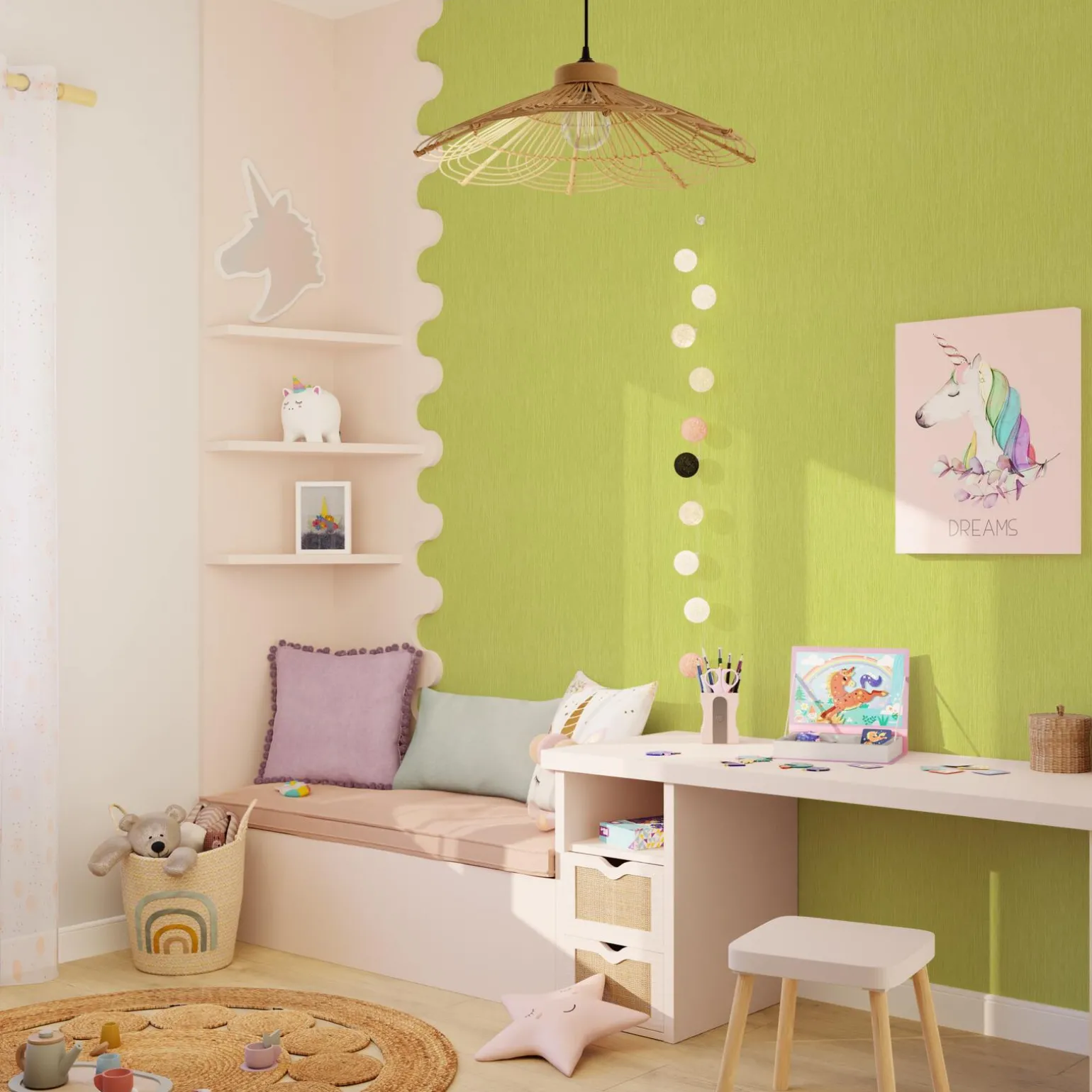 Papier peint PANAMA coloris vert pistache - 4MURS