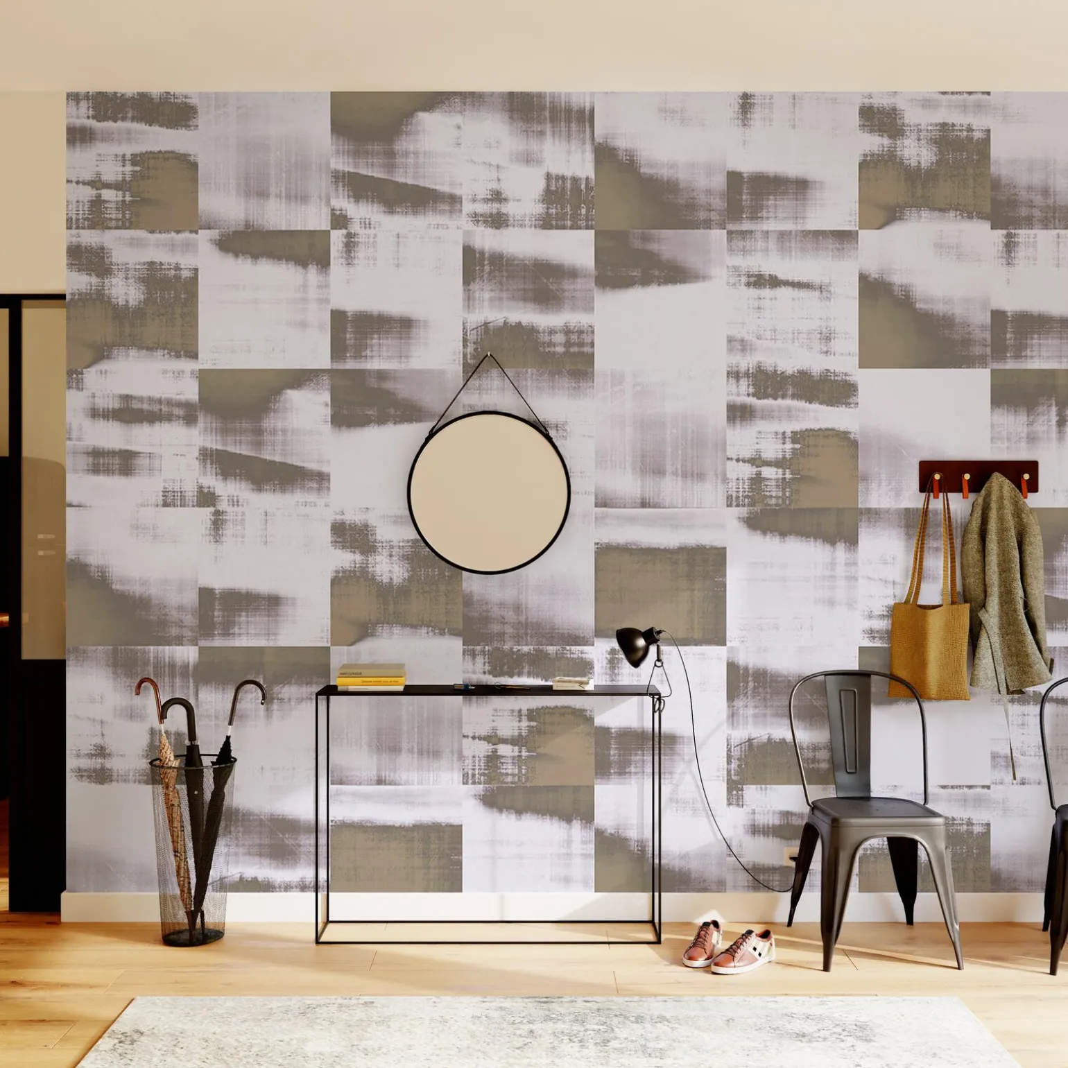 Papier peint panoramique XL PATCHY 400 x 270 cm taupe - 4MURS