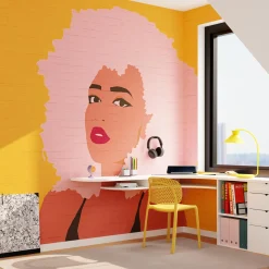 Papier peint panoramique XL BILLIE 400 x 270 cm ocre et rose - 4MURS