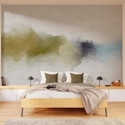 Papier peint panoramique XL INKY 400 x 270 cm vert anis et bleu aqua