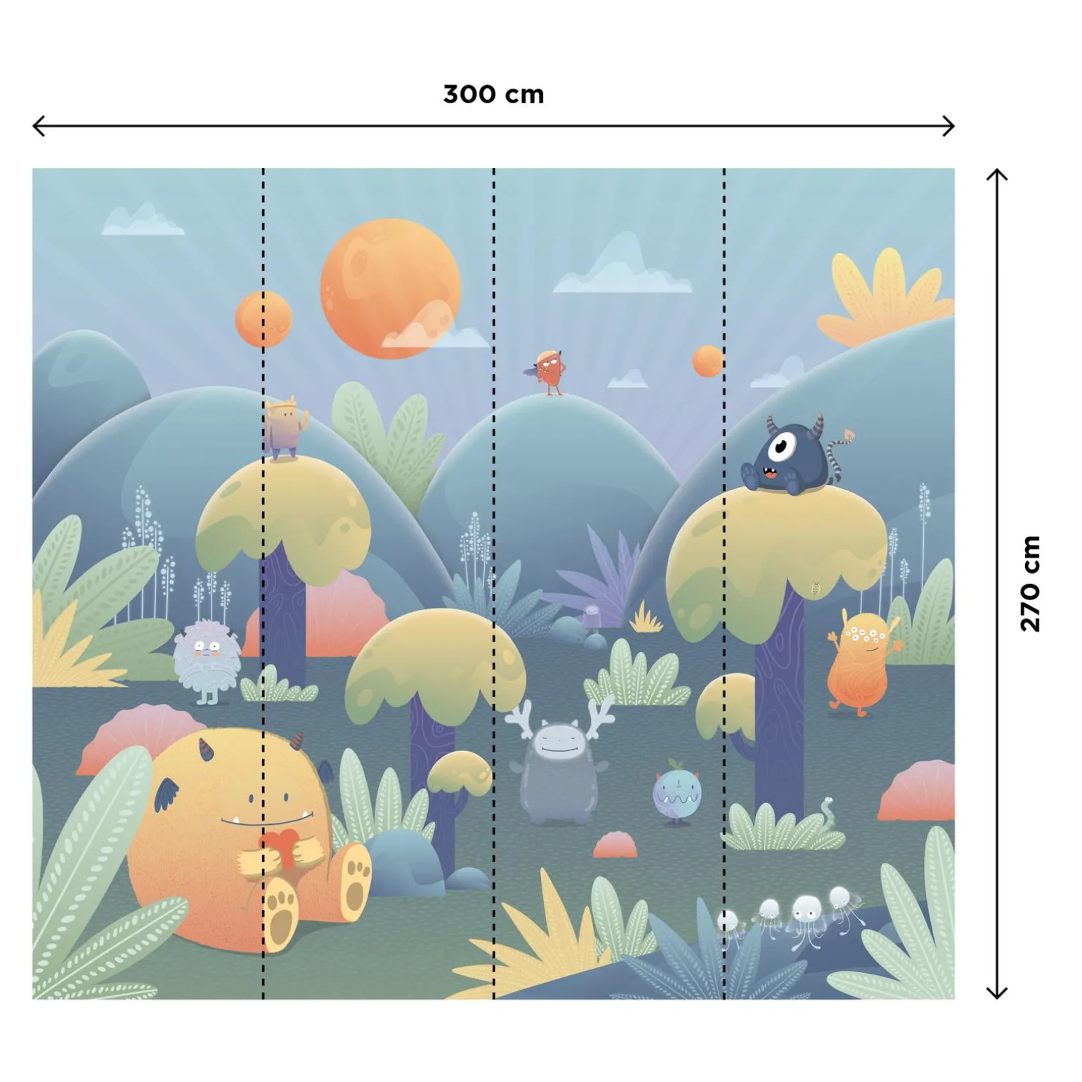 Papier peint panoramique XL MONSTER PARADISE 300 x 270 cm - 4MURS