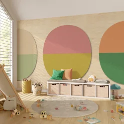Papier peint panoramique XL OVALINE 400 x 270 cm rose bonbon et vert pistache