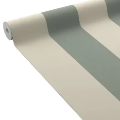 Papier peint vinyle PODIUM STRIPE vert de gris et blanc - 4MURS