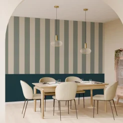 Papier peint vinyle PODIUM STRIPE vert de gris et blanc - 4MURS