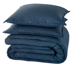 Parure de lit en coton lavé ZOHA bleu nuit 260 x 240 cm - 4MURS