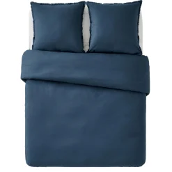 Parure de lit en coton lavé ZOHA bleu nuit 260 x 240 cm - 4MURS
