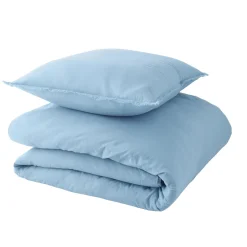 Parure de lit en coton lavé ZOHA bleu acier 260 x 240 cm - 4MURS